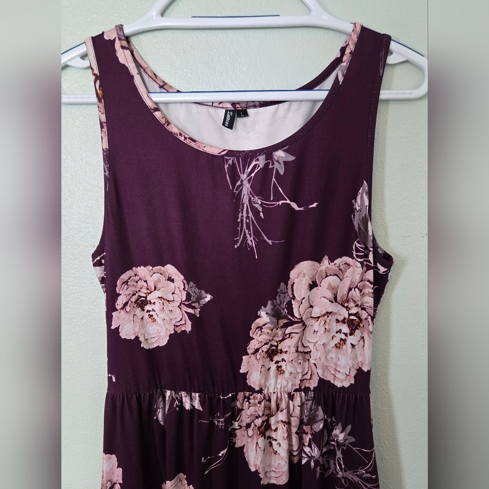 Zattcas | Maroon Floral Tank Maxi Dress Size Large